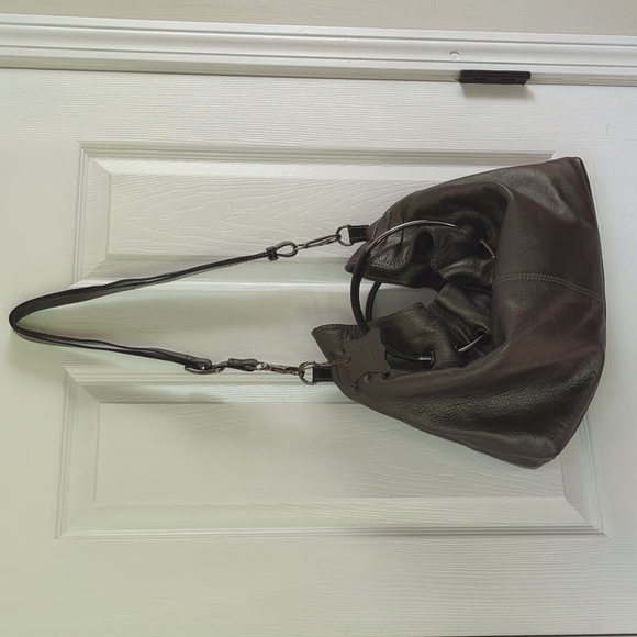 Vintage Nino Bossi Leather Convertible Bag In Grey Pewter Leather - Picture 14 of 16